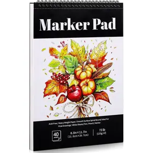 A4 Marker Paper Pad 40 Sheets, 8.3×11.7 Inch Bleedproof Art Sketch Pad, 73lb/120gsm Drawing Paper Spiral Sketch Book, Painting Coloring Alcohol Marker Paper for Beginners, Artists, Gift