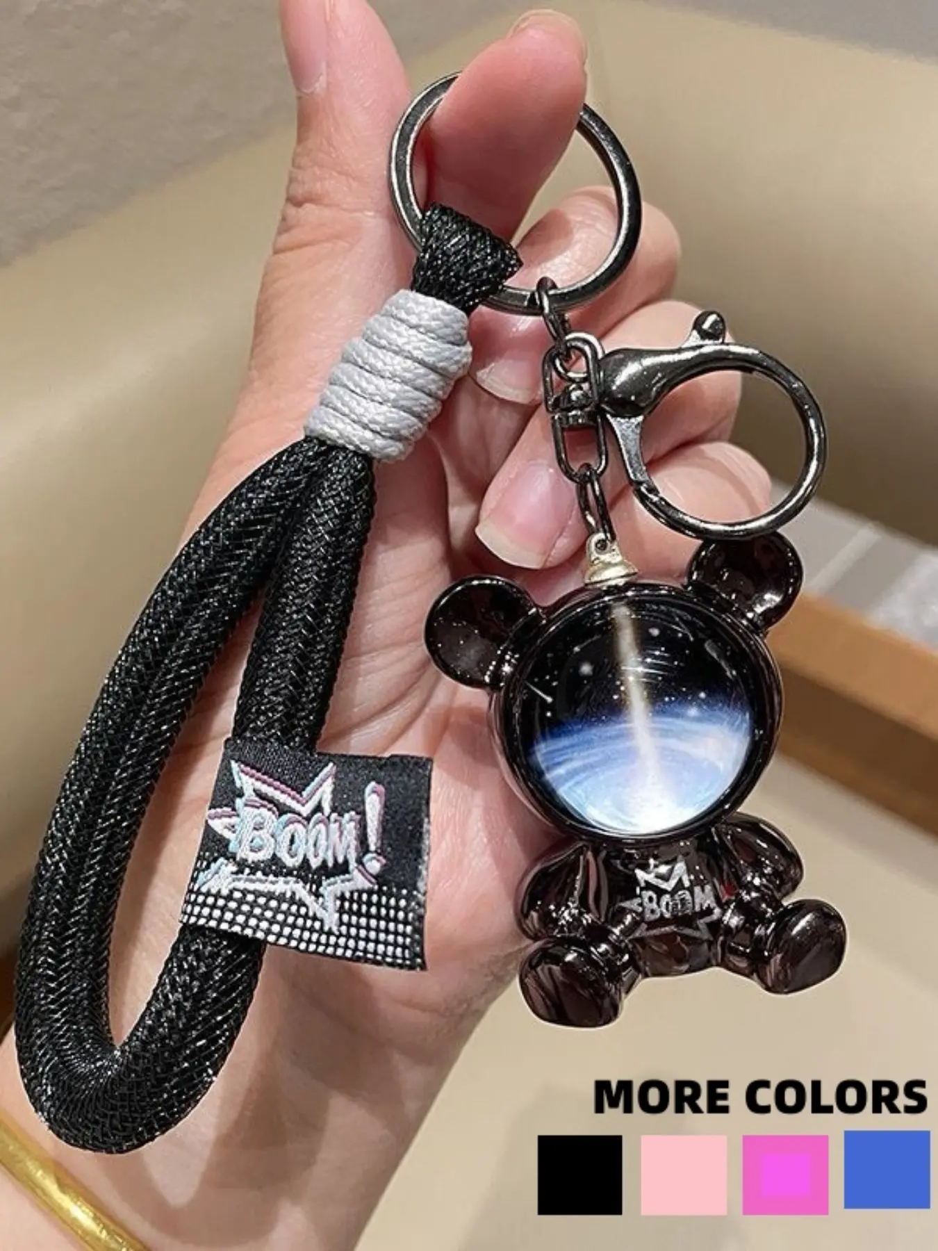 4 Color Starry Bear Keychain Gift Box, Stylish Fashion Keychain, Cool Keychains, Backpack Hanging Decoration Keychain for Bags, Mother's Day Father's Day Day Present, Unisex Electroplated Style, Keychain Lanyard