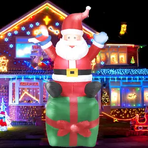 6FT Christmas Inflatables Santa Outdoor Decorations, Santa Claus Inflatable with Led Lights Xmas Blow up Yard Decorations for Square Lawn Garden Patio Holiday Party Decor