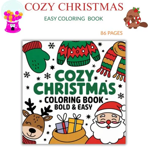 Cozy Christmas Coloring Book for Adults & Kids – Bold & Easy Winter Scenes (40 Simple Cute Designs) – The Perfect Holiday Gift!