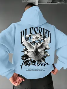 Men's Animal Letter Print Hooded Sweatshirt, Loose-Fit Casual Top for Fall & Winter, Thick Fabric, Unisex Outdoor Wear