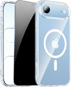 for iPhone  Air Case Clear with Privacy Screen Protector, Magnetic Shockproof Slim Phone Case for 17 Air, Compatible with MagSafe Phone Cover for iPhone 17Air 6.5 '', Transparent.