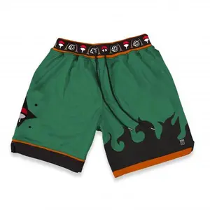 Naruto Konoha Police Shorts Men's Basketball Shorts Workout Sport Knee Pants with Pockets Athletic Sweat Walking Summer Shorts
