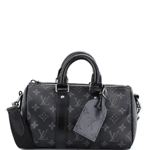 Pre-owned Louis Vuitton Canvas Coated Top Handle Bags Keepall Bandouliere Bag Reverse Monogram Eclipse Canvas 25 by Rebag