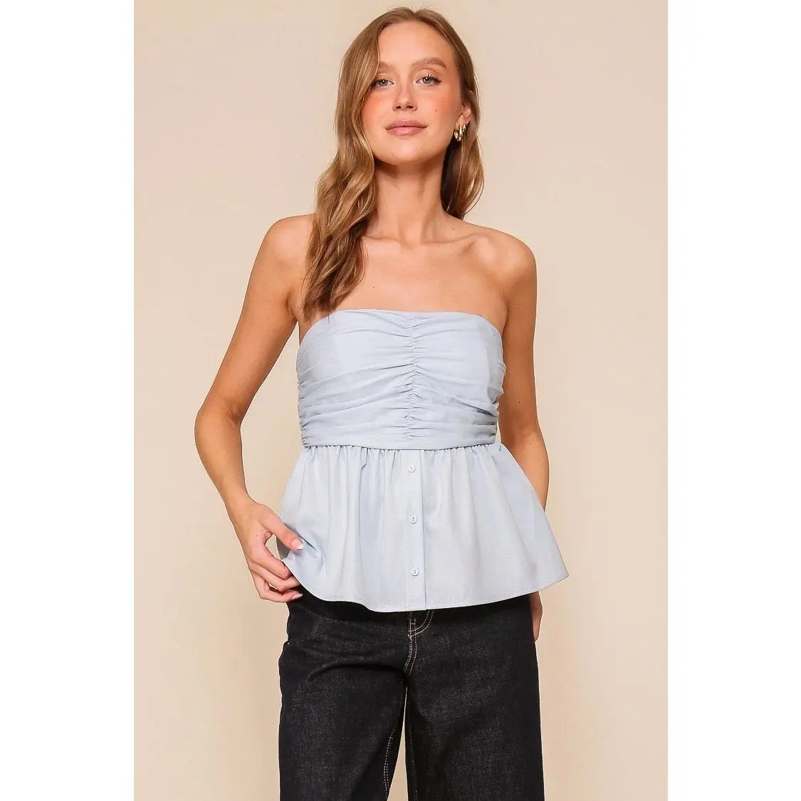 Ruched Strapless Top
