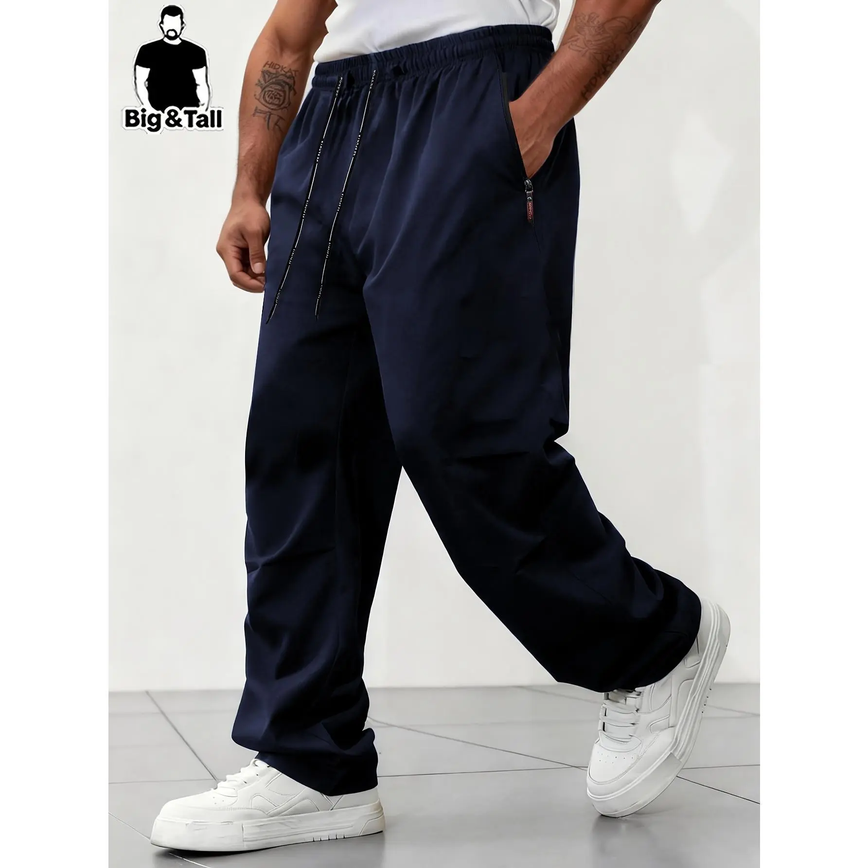 Men's Plus Size Camouflage Sports Joggers - 1XL, 2XL Relaxed Fit Nylon Cotton Pants with Quick Dry, Breathable, Moisture-Wicking Fabric, Secure Pockets, Universal