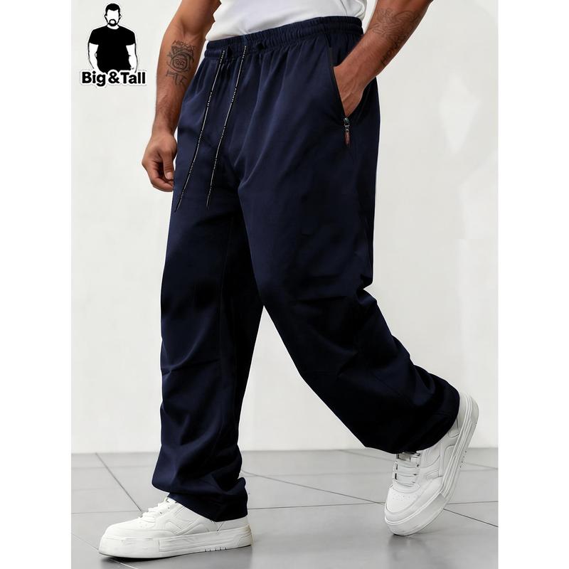 Men's Plus Size Loose-Fitting Sporty Joggers - 1XL, 2XL Nylon Cotton Outdoor Pants with Quick Dry, Breathable, Moisture-Wicking Fabric, Secure Pockets, Machine Washable
