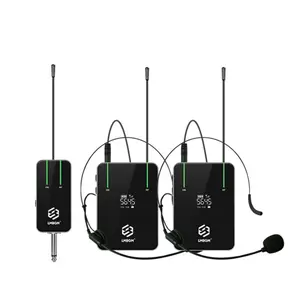 LMBGM X2 Series Uhf Wireless Microphone System, Headset Condenser Mic, Waistpack Transmitter, Stable Transmission, Rechargeable LED Receiver