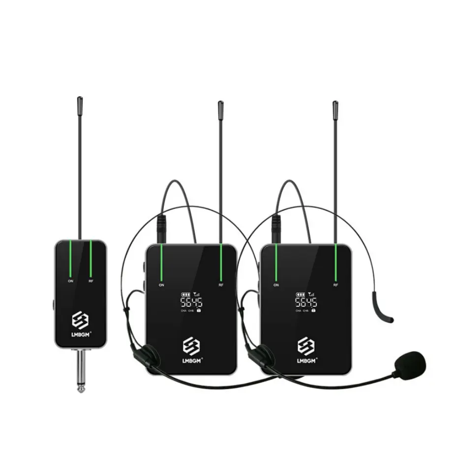 LMBGM X2 Series Uhf Wireless Microphone System, Headset Condenser Mic, Waistpack Transmitter, Stable Transmission, Rechargeable LED Receiver, Live Broadcasting Equipment