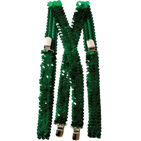 Sequined Suspenders | Adjustable Y-Back Suspenders with Sliver Clasps - Sparkly Party Dress Up Costume Accessory - Unisex Fashion