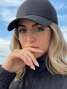 Women's Cat Eye Metal Frame Glasses, Lightweight Durable Comfortable High-Quality, Clear Lens, Casual Style for Daily Use