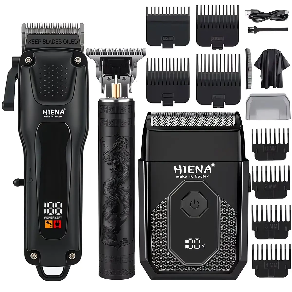 3 men's electric hair clipper contains electric clippers, carving scissors, razors, men's beauty suits, cordless portable USB rechargeable cloth comb, perfect gift for men, Cordless Clippers Set, Wireless Hair Clipper, Cordless Hair Cutting, Trimmer