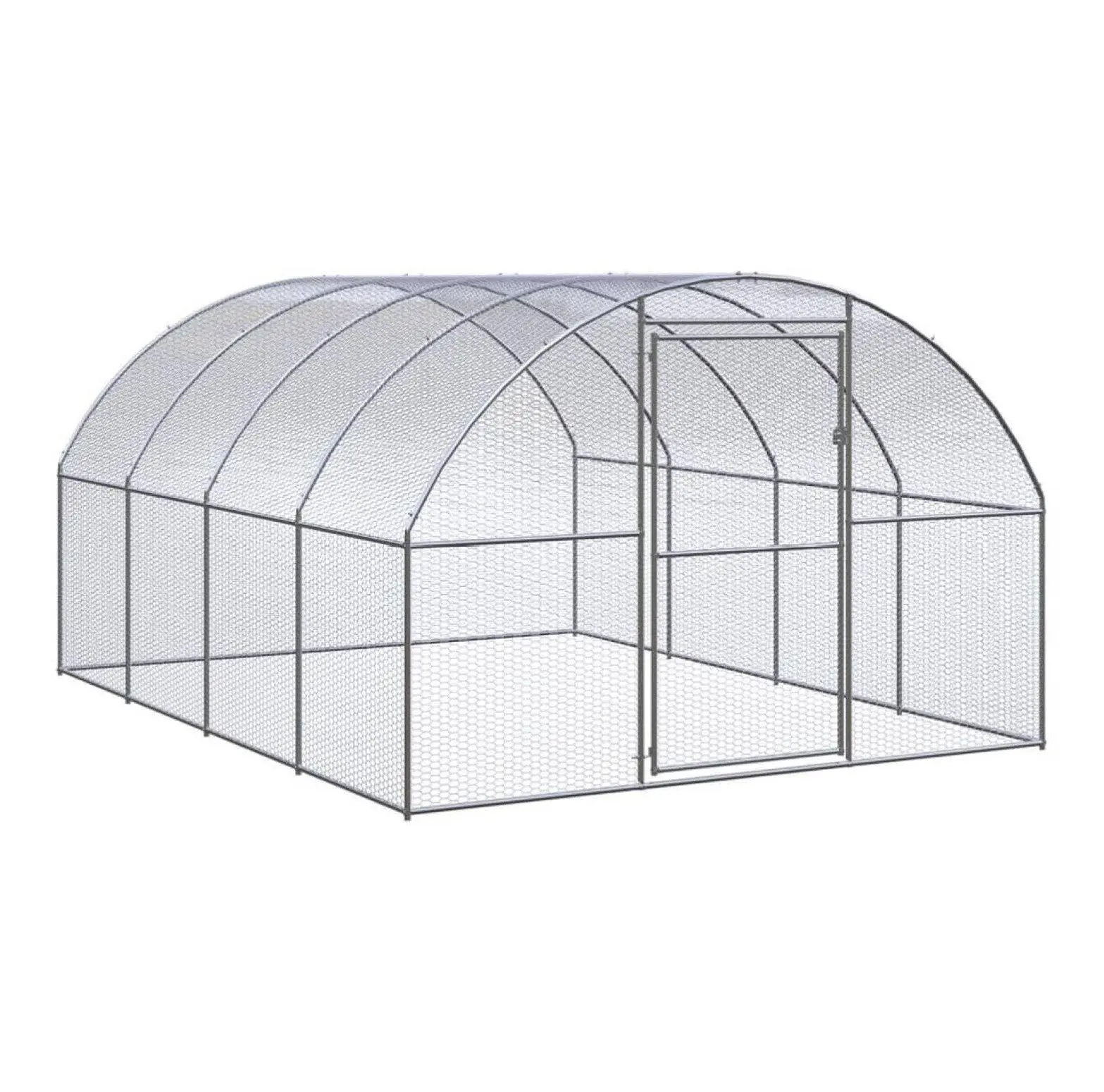 Galvanized Steel Chicken Coop - 9.8'x13.1'x6.6' Outdoor Hen House, Large Durable Poultry Cage, Secure Silver Farm Animal Enclosure Pet Run