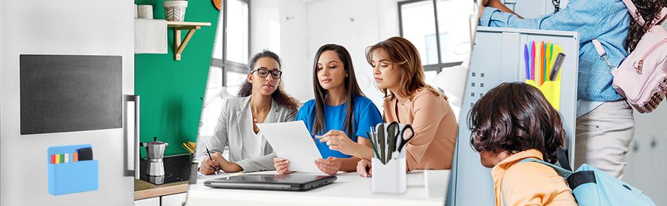 [New Deal]  2 Pack Magnetic Pen Holder,Magnetic Dry Erase Marker Holder with Generous Strong Magnet Storage Marker Pen Pencil Pen Slot Office Stationery Supplies