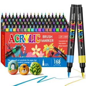 Acrylic Paint Pens Markers,Soft Brush Tips - Quick-Dry Professional Art Markers for Rock Painting, Canvas, Wood, Glass, Ceramic, Fabric, Plastic, Egg & Scrapbook. Paint Markers, Acrylic Drawing Markers