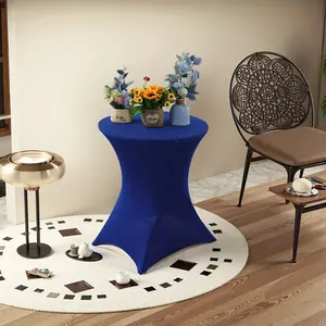 4-Pack Premium 24x30 Inch Round Tablecloths - High-Stretch Lycra & Polyester Blend, Wrinkle-Resistant Elastic Fabric for Weddings, Parties, Home & Outdoor Events - Easy-Clean, Durable, No Electricity Needed, Event Table Covers, Smooth Tablecloth