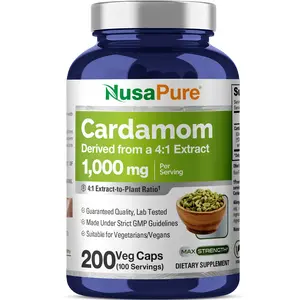 NusaPure Cardamom 4:1 Extract, 1000 mg 200 Vegetarian Capsules (Non-GMO, Vegan)