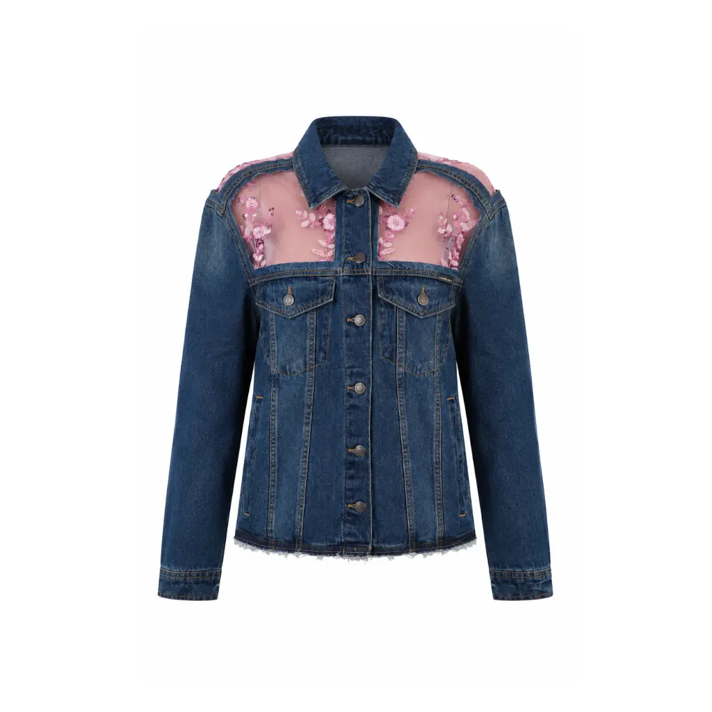 Wildgeese Handcrafted Sequin Floral Embroidered Premium Denim Jacket – Luxury Women’s Designer Denim Jacket