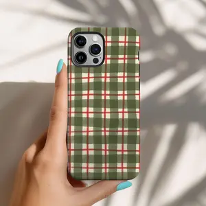 Retro plaid pattern Phone Case, Classic Checkered Watercolor hand-painted style - Phone case for iPhone/Samsung/Google Pixel