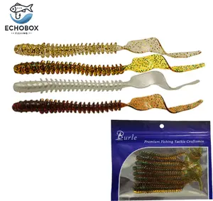 EchoBox Ribbon Tail Worm Lure 8-Pack Fishing Lure | 4.8” Lifelike Soft Bait for Bass, Walleye & Saltwater – Gold/White/Brown/Yellow