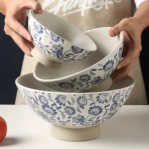 Ceramic Japanese Ramen Bowl for Noodles, Fruit, Desserts, Rice, and Soup, Elegant Kitchen Tableware for Everyday Use