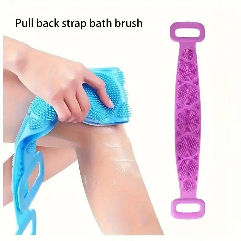 2 Piece Bath Brush Set, Silicone Sponge Brush with Hook, Back Scrubber, Exfoliating Shower Tool, Shower Brush for Body, Bathroom Accessories, Bathroom Supplies