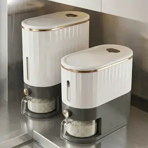 11/22Lbs rice dispenser, large dry food storage container with measuring cup, kitchen storage box, organizer