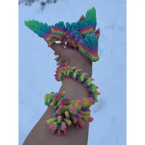 FULL SIZE - Articulated Flying Serpent Dragon | Glow in the Dark -  3D Printed Rainbow Dragon by Cinderwing | Fantasy Flexi Dragon