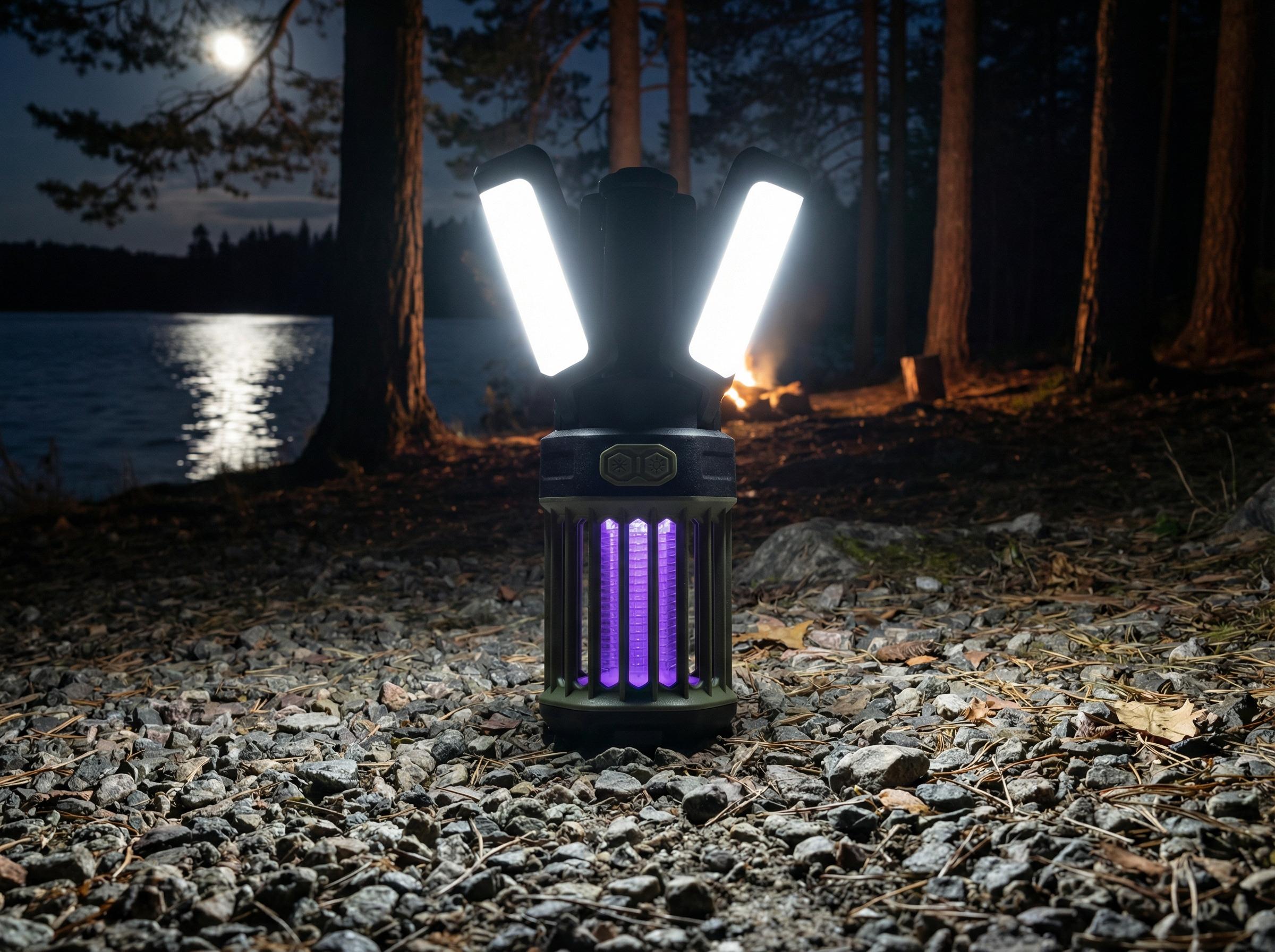 2-Pack Camping Lantern – 3 Color Temperatures (White/Warm/Red), Mosquito Repellent & Light Combo, 3000mAh Long Battery, Adjustable Multi-Angle Head, IPX6 Waterproof, Lightweight Hanging Hook for Outdoor & Home Swivel Headrest Chair