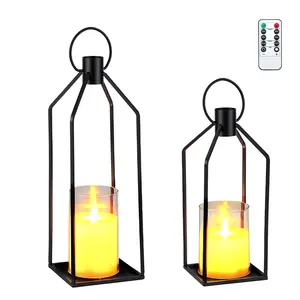 12''+15'' 19''+22'' Decorative Candle Lanterns with Remote, Metal Lanterns Decor LED Candles, Lanterns Decor Outdoor Indoor Home