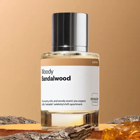 Woody Sandalwood, Dossier, Unisex Perfume, Eau de Parfum, 50ml, Sandalwood, Violet Leaves, Cardamom, Orris, Ambrox, Cedarwood, Musk, Amber