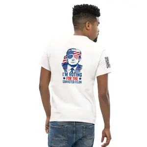 WHITE TRUMP CONVICTED FELON UNISEX TOP Menswear Breathable Streetwear Tshirt Casual