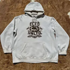 Vintage Y2K Ecko Hoodie Sweatshirt White Cream XXL Big Logo 3D Skate Street Rare