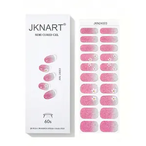 20 Semi-Cured Nail Polish Strips, UV Gel Nail Stickers, Full Cover Soft Gel Nail Wraps, Stick On Nails, Easy Apply & Remove, Salon Quality