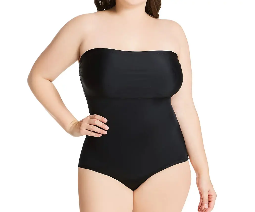 INSTANT FIGURE Plus Size Bandeau Brief Bodysuit Shapewear WBS012C – Seamless Strapless Compression Bodysuit for Women, 4-Way Stretch Fabric with Ruched Sides, Soft Nylon Spandex Blend for All-Day Comfort, Machine Washable, Made in USA