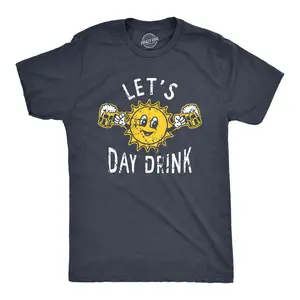 Mens Lets Day Drink T Shirt  Drunken Sunny Booze Drinking Tee for Guys Mens  T Shirts Cool Vintage Fashion T-Shirt Gift Classic Menswear  Drinking Short Sleeve Novelty Tees for Guys Navy -B512 funny