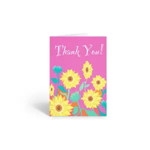 Stonehouse Collection | Sunflower Customized Thank You Note Card - 24 Personal Note Cards and Envelopes - USA Made