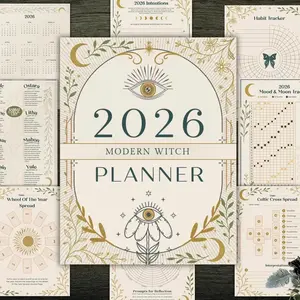 2026 Wicca Witchcraft Planner & Magic Journal, Gothic Tarot Guide, 118 Pages, Durable Binding, Ideal Gift for Spiritual Growth, Undated Planner