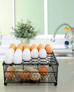 Rustic Black Chicken Wire 36 Eggs Display Tray and Storage Basket