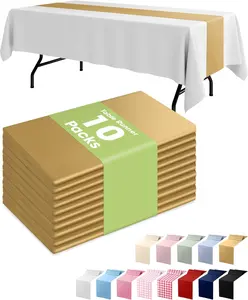 Plastic Table Runners - 10 Pack, 14'' x 108'', Water Resistant & Disposable Centerpiece Decorations for Table Cloth, Wedding, Birthday, Holiday, Baby Shower, Party, Home Decor