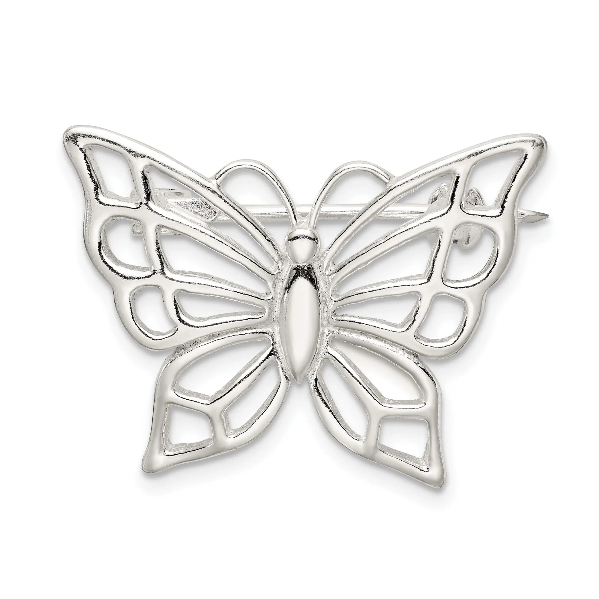 Sophia Jewelers Sterling Silver Butterfly Brooch with Polished Finish