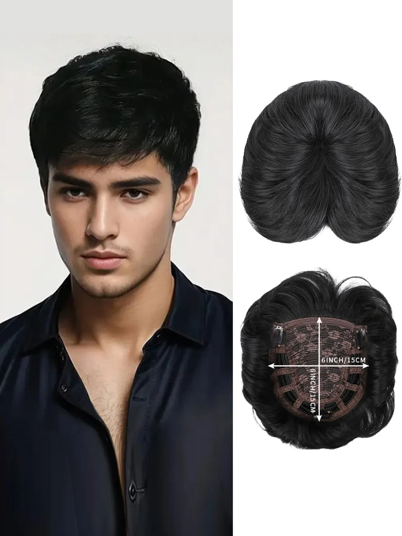 Short Hair Topper Looking Straight Hairpiece to Cover White Hair Loss Toppers Hair Pieces for Men with Thinning Hair Everyday Hairpiece Natural Looking Wigs Realistic Illusion Hairline