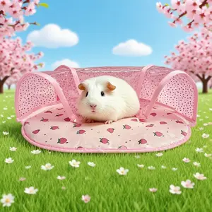 Small Pet Tunnel Bed Mat for Rabbits Hamsters Sugar Gliders, Interactive Hiding Place Cooling Pad, Comfortable Nesting Area