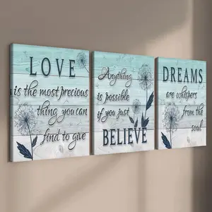 3-count wooden frame canvas, fresh wooden feel, inspiring three-piece set decorative poster, perfect living room and bedroom decoration, fashionable family poster, modern wall art