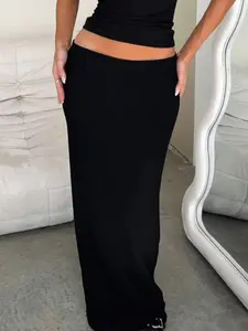 Women's Solid Color Skirt, Elegant Fashion Long Skirt for Daily Outdoor Wear, Women Bottoms for Summer