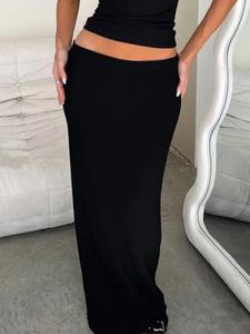 women's solid color skirt, elegant fashion long skirt for daily outdoor wear, women bottoms for summer