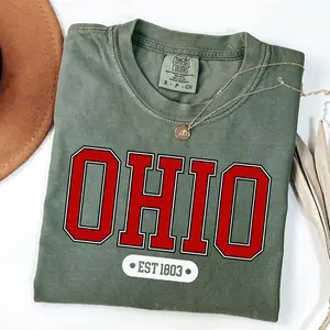 Comfort Colors Ohio Shirt, State of Ohio Shirt, Vintage University Varsity Football Shirt Game Day Apparel Columbus OH Shirt Cincy Sport Gift