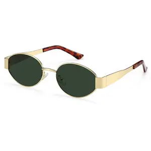 Women's Retro Personality Internet Celebrity Style Metal Small Oval Sunglasses Frames, Model 40235