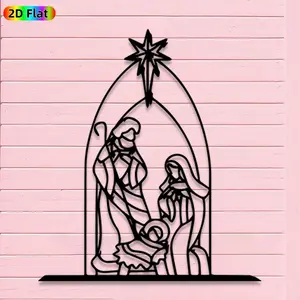 1pc Romantic Nativity Scene Metal Wall Art, Romantic Nativity Scene Statue Mural, Iron Craft, Perfect for Living Room, Bedroom, Love Alcove Decor, Intricate Craftsmanship, Artistic Metalwork, Christmas Decor, Ideal Gift for Faith Enthusiasts