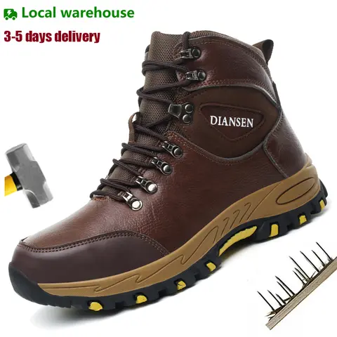 Men's Waterproof Steel Toe Safety Work Boots - Lightweight, Slip-Resistant, Breathable Mesh & Rubber Construction, Casual Safety Style Footwear for Construction Workers